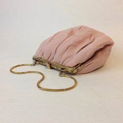 1950s Light Pink Silk Crepe Evening Bag. Sold at bohemevintage.com Montreal