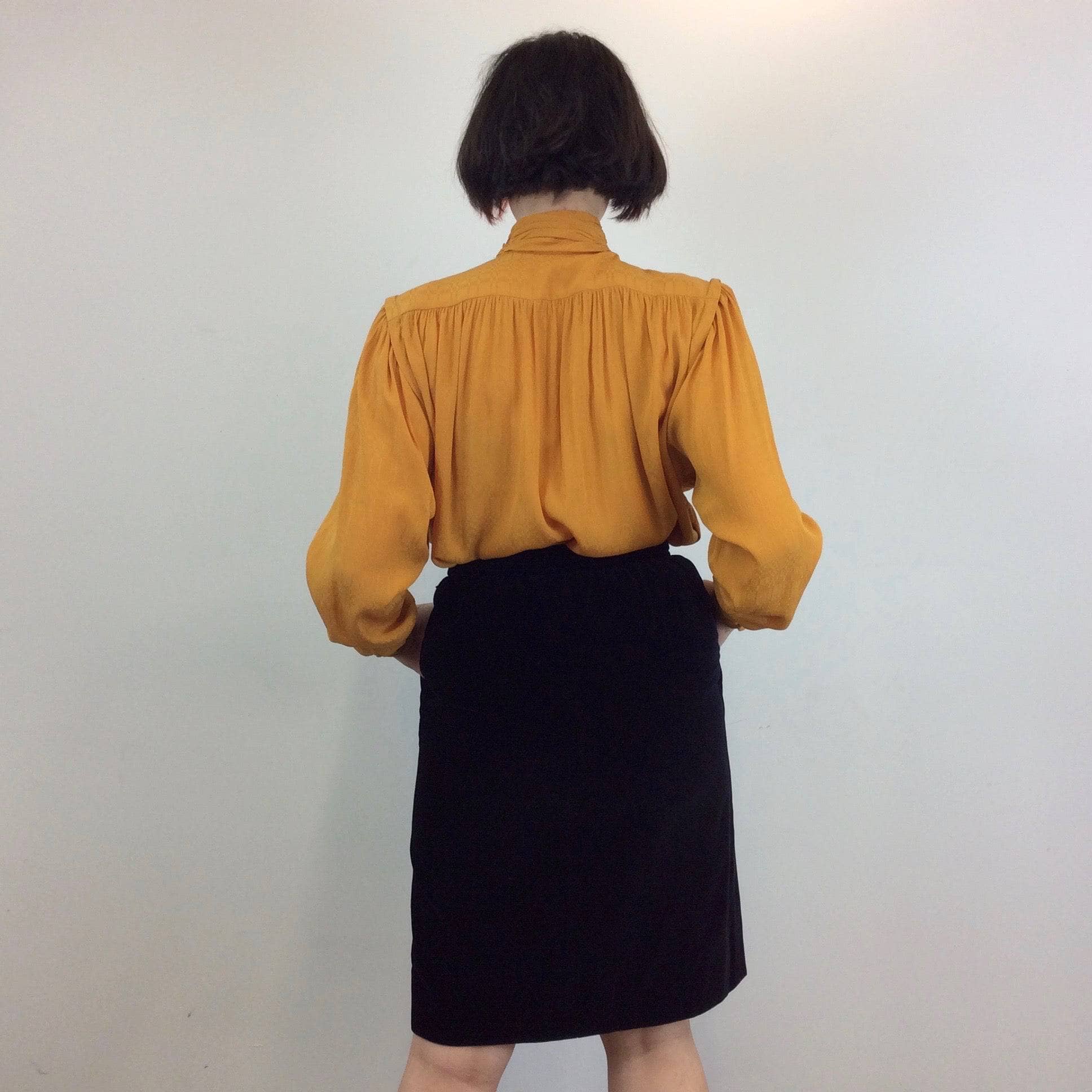 1980s Ted Lapidus Designer Brocade Long Sleeve Jabot Blouse | Bohème Vintage